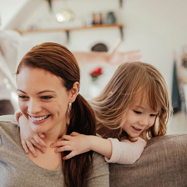 mom and child on the couch